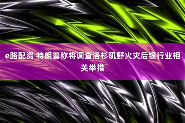 e路配资 特朗普称将调查洛杉矶野火灾后银行业相关举措